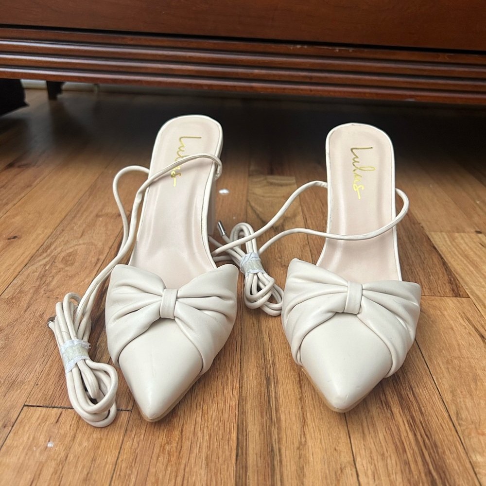 Lulus Doja Bone Pointed-Toe Lace-Up Pump